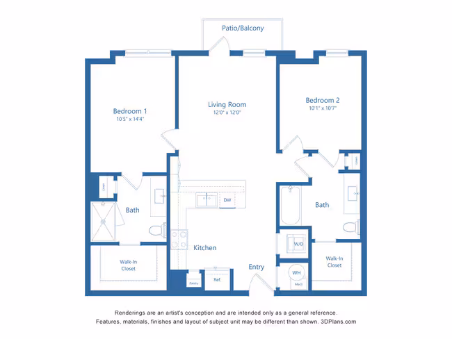 2 Beds • 2 Bath 1224 floor plan